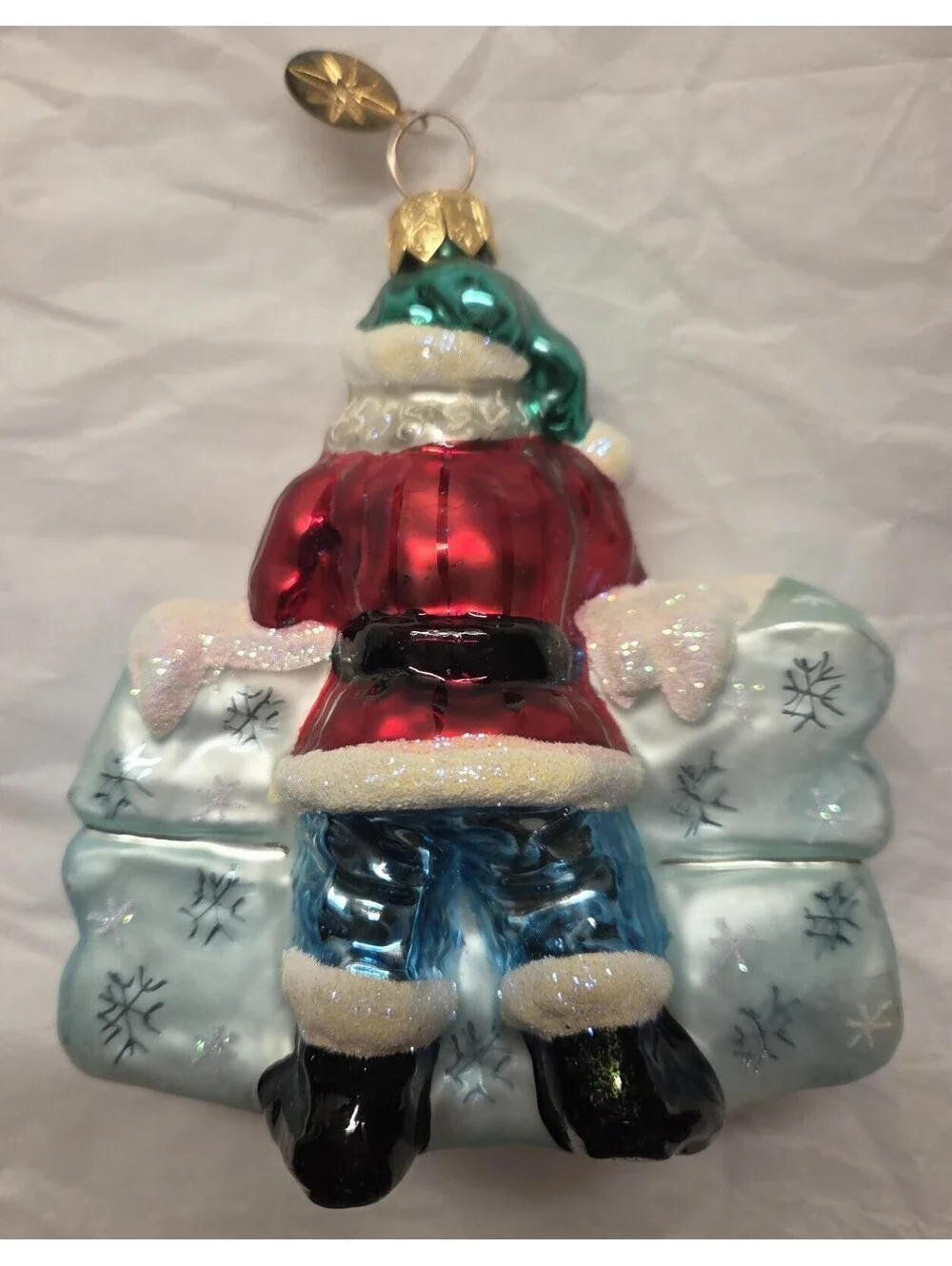Christopher Radko Santa On Santa Handpainted Glass Ornament, Mint
